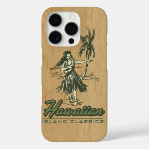 Coque iPhone 16 Pro Tradewinds Hawaiian Island Hula Girl Faux Wood