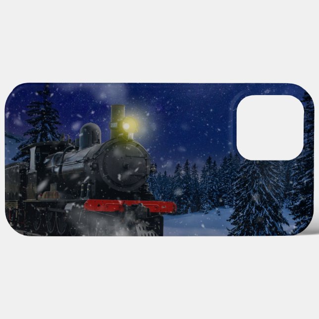 Coques Case-Mate iPhone Train de Noël dans la neige (Verso (horizontal))