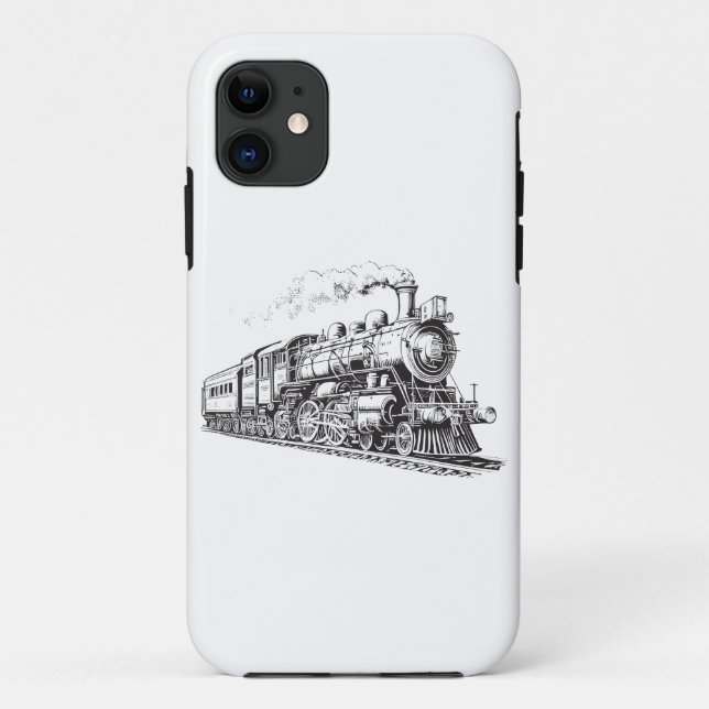 Coques Case-Mate iPhone Train Vintage Graphisme Croquis Retro Steam (Dos)