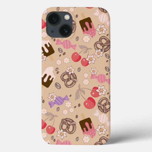 Coques Case-Mate iPhone Traitements sucrés et salés Motif beige (Verso)