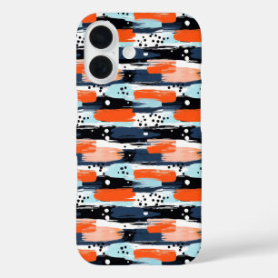 Coque Pour iPhone 16 Traits de pinceau abstraits bleu orange