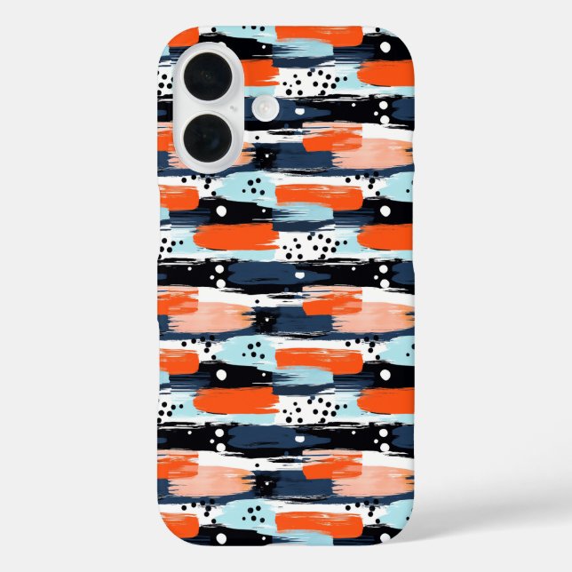 Coques Case-Mate iPhone Traits de pinceau abstraits bleu orange (Verso)
