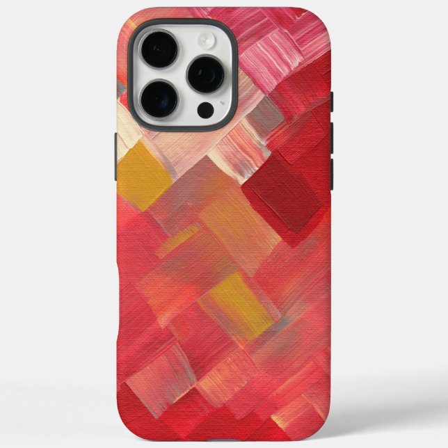 Coques Case-Mate iPhone Traits de pinceau abstraits géométriques rouge, ro (Verso)