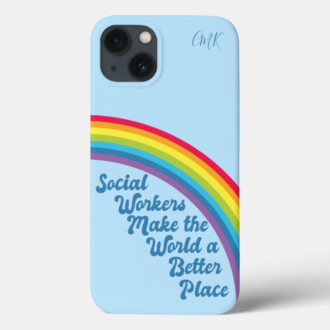 Coques Case-Mate iPhone Travail social Citation inspirante Rainbow Cute Bl (Verso)