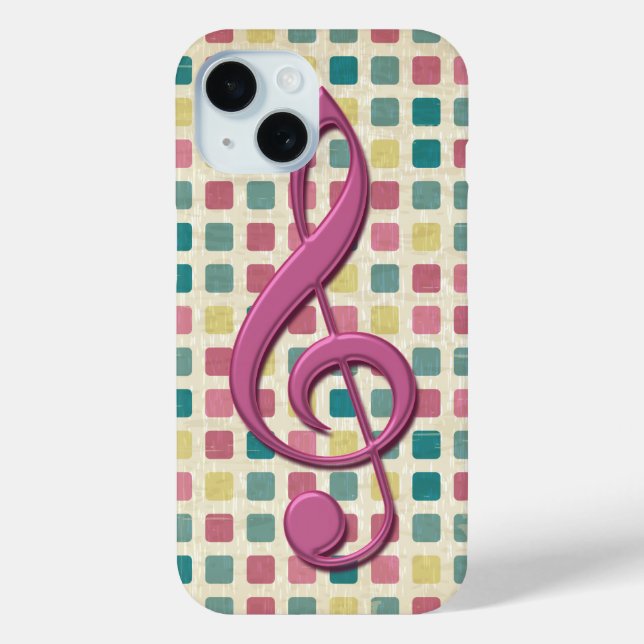 Coques Case-Mate iPhone Treble Clef Mosaic Motif rose et Turquoise (Verso)