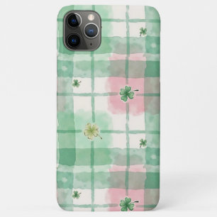 Case-Mate iPhone Case Trèfle Chanceux Carreaux Vert & Rose Aquarelle