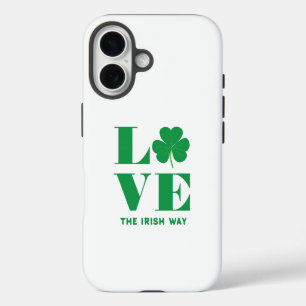 Coque Pour iPhone 16 Trèfle Shamrock Irlandais Personnalisé Vert Blanc