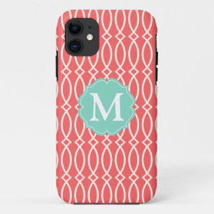 Coque Case-Mate iPhone Treillis moderne de corail élégant personnalisé