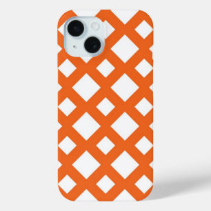 Coque Pour iPhone 15 treillis orange en blanc