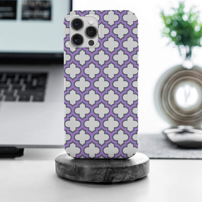 Coques Case-Mate iPhone Trellis blanc et violet, treillis, Quatrefoil (Créateur téléchargé)
