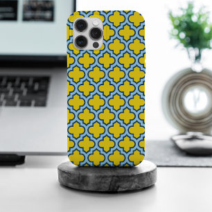 Coque Case-Mate iPhone Trellis jaune et bleu bébé, treillis, Quatrefoil