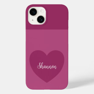 Coque Case-Mate iPhone Trend Couleur rose pourpre Coeur et nom minimalist