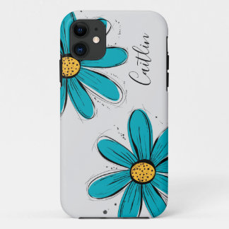 Case-Mate iPhone Case Trending Daisy Art turquoise inky
