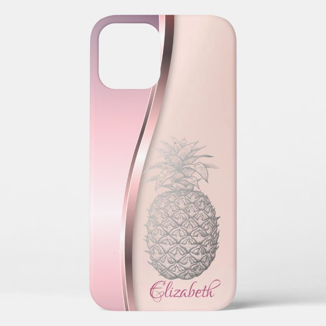 Coques Case-Mate iPhone Trendy Cool Silver Ananas - Personnalisé (Verso)