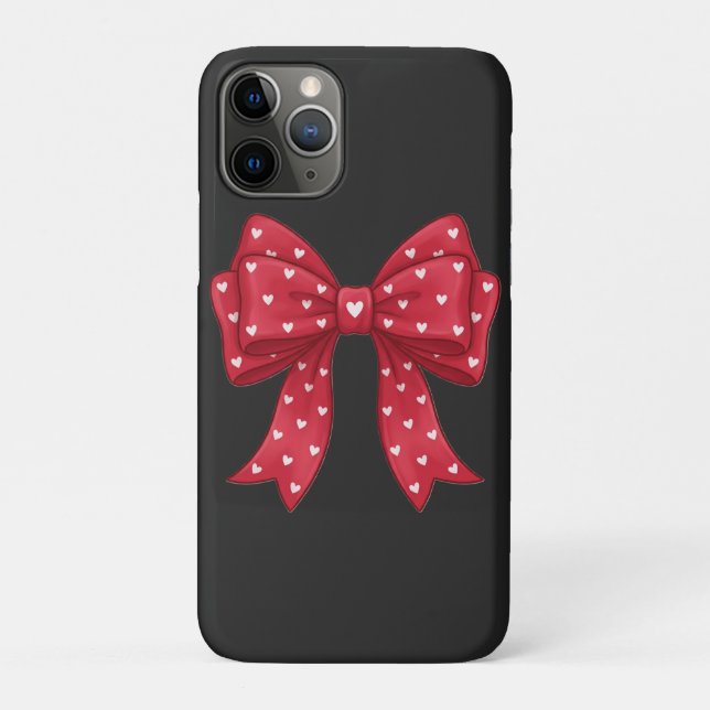 Coques Case-Mate iPhone Trendy Coquette Red Ribbon Bow with White Hearts (Dos)