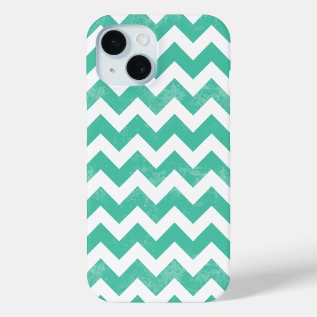 Coques Case-Mate iPhone Trendy Distressed Worn Bleu Blanc Chevron Motif (Verso)