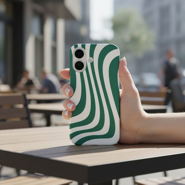 Coques Case-Mate iPhone Trendy Green Wavy Line Case for iPhone 16 & iPad  (Créateur téléchargé)