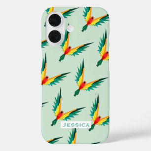 Coque Pour iPhone 16 Trendy Tropical Bird Motif Blue Personnalisé