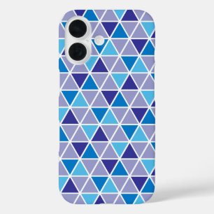 Coque Pour iPhone 16 Triangles bleu moderne rétro Motif géométrique
