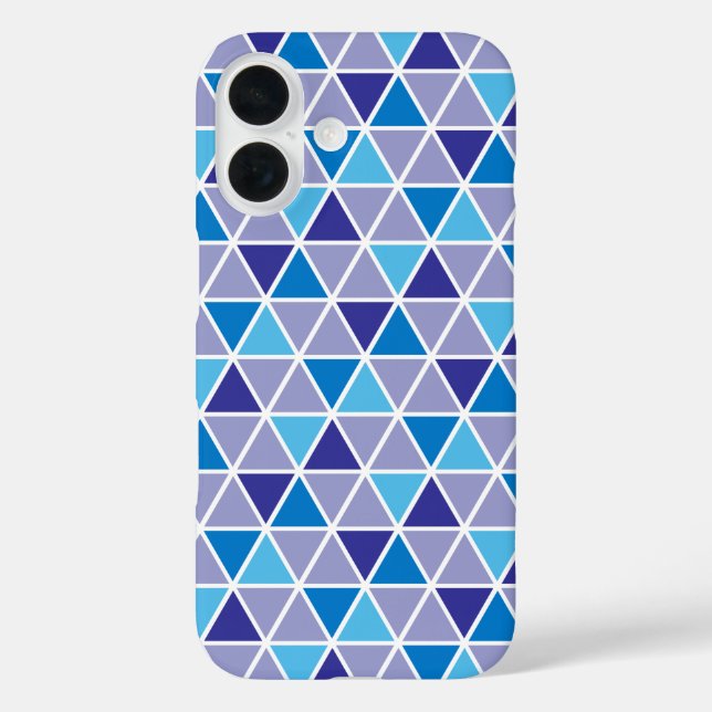 Coques Case-Mate iPhone Triangles bleu moderne rétro Motif géométrique (Verso)