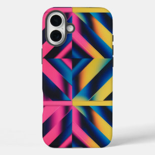 Coque Pour iPhone 16 Plus Triangles de néon rétro - Gras 80s géométriques