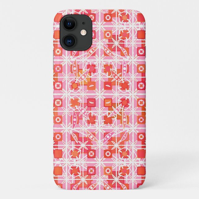Coques Case-Mate iPhone Tribal Batik - fraise rose et rouge (Dos)