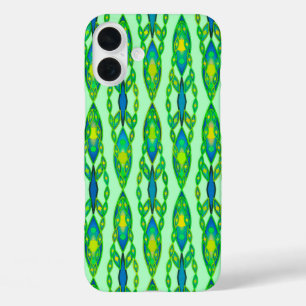 Coque Pour iPhone 16 Plus Tribal Batik - Mint, Emerald Green et Blue