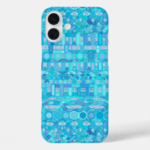 Coque Pour iPhone 16 Plus Tribal Batik - tons bleus