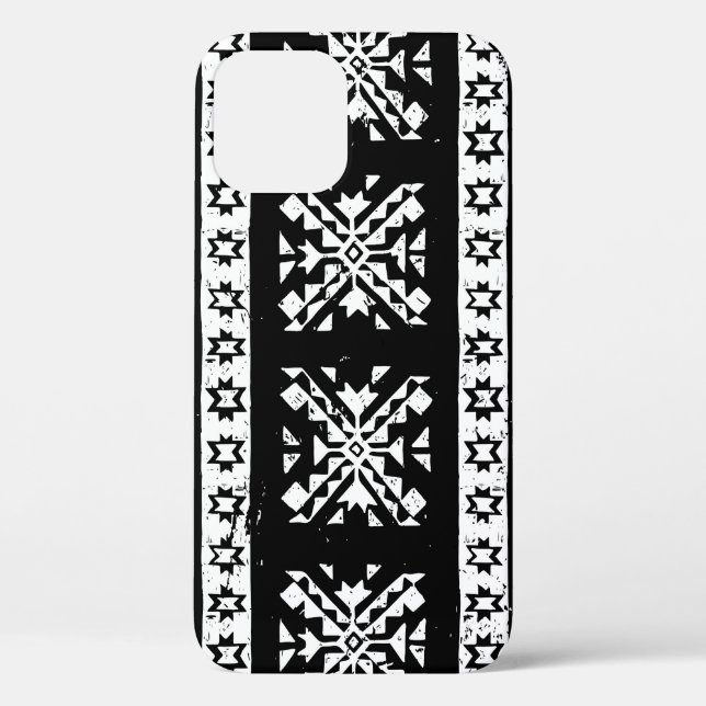 Coques Case-Mate iPhone Tribal Navajo, motif noir blanc vert. (Verso)