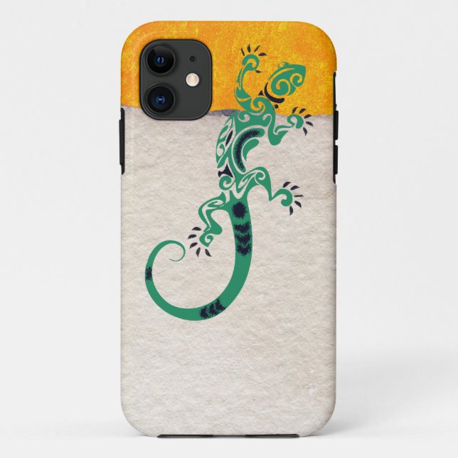 Coques Case-Mate iPhone Tribal Print Gecko Lizard on Stone and Stucco (Dos)
