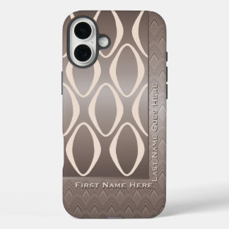 Coque Pour iPhone 16 Plus Tribal rétro à Taupe et Amande (Personnalisé)