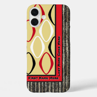 Coque Pour iPhone 16 Plus Tribal rétro en Custard, Rouge, Noir (Personnalisé