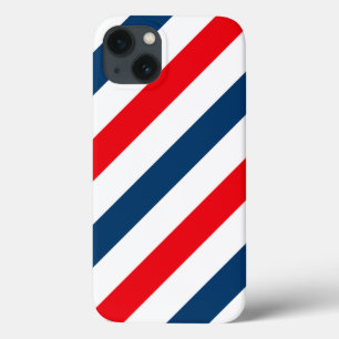 iPhone 13 Case Tricolor Diagonal Stripes (bleu, blanc et rouge)