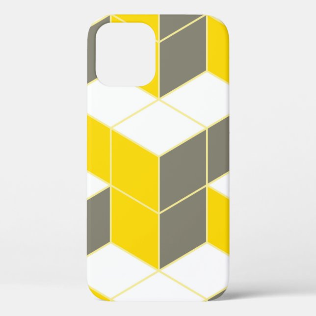 Coques Case-Mate iPhone Trident cubique isométrique gris et jaune sans joi (Verso)