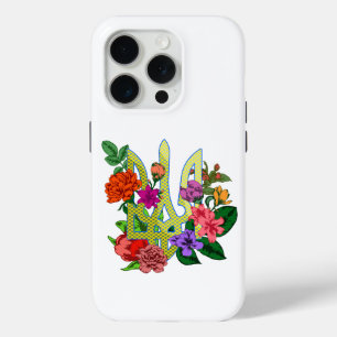 Coque Case-Mate iPhone trident tryzub de l'héraldique ukrainienne fleurs