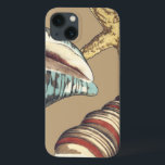 iPhone 13 Coque Trio Shell sur Khaki<br><div class="desc">Megan Meagher est connue pour ses oeuvres d'art simples. C'est une grande image d'art décoratif qui capte la vie marine avec une étoile de mer jaune et une coquille de conque bleue et rouge. Obtenez cette impression fine d'art aujourd'hui sur couleur kaki sur votre produit Zazzle.</div>