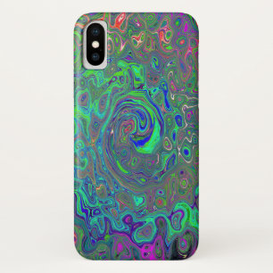 Case-Mate iPhone Case Trippy Chartreuse et Blue Retro Liquid Swirl