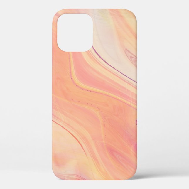 Coques Case-Mate iPhone trippy marble swirl print peach pinach (Verso)