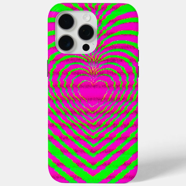 Coques Case-Mate iPhone Trippy Neon rose vert Hypnotique Motif d'amour du  (Verso)