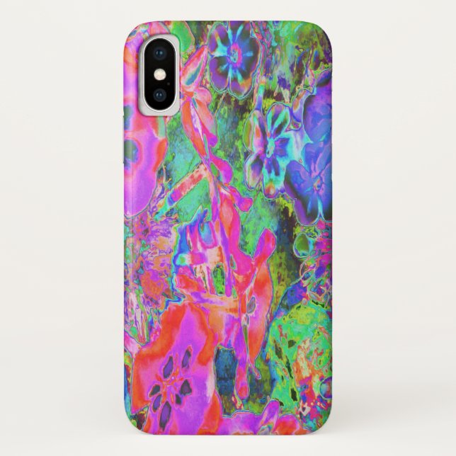 Coques Case-Mate iPhone Trippy Psychedelic Rose et Fleurs pourpres (Dos)