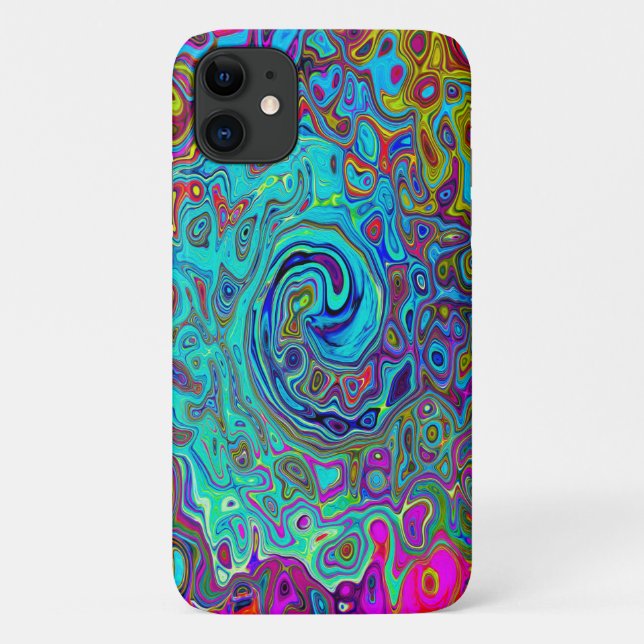 Coques Case-Mate iPhone Trippy Sky Blue Abstrait Retro Liquid Swirl (Dos)
