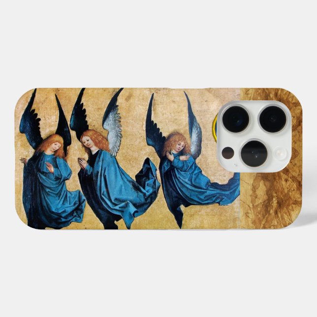 COQUES Case-Mate iPhone TROIS ANGELS DE NOËL EN PARCHEMENT BLEU (Verso (horizontal))