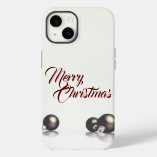 Coque Case-Mate iPhone Trois boules de noël devant un arrière - plan lége