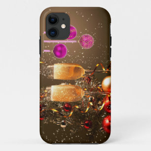 Coque iPhone 11 Trois boules pourpres avec Champagne