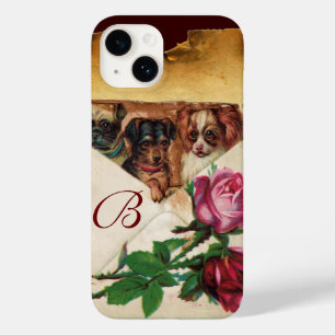 COQUE POUR iPhone 14 TROIS DOGGIES AVEC MONOGRAM ROSE