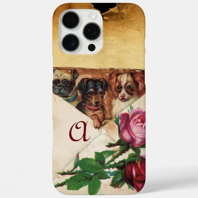 COQUES Case-Mate iPhone TROIS DOGGIES AVEC MONOGRAM ROSE (Verso)