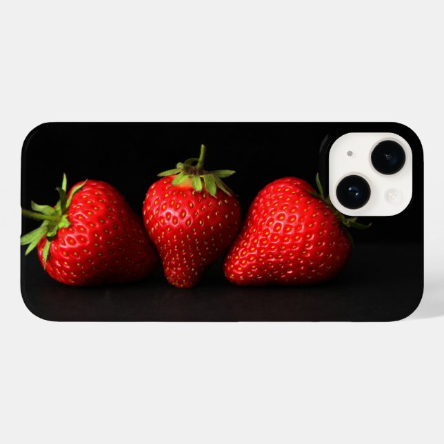 Coques Case-Mate iPhone Trois Fraises Sur Iphcnm Noir (Verso (horizontal))