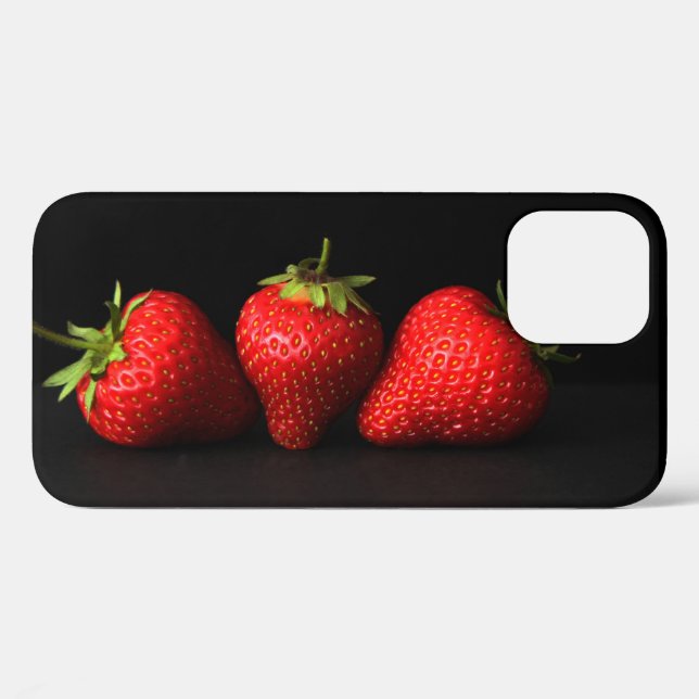 Coques Case-Mate iPhone Trois Fraises Sur Iphcnm Noir (Verso (horizontal))