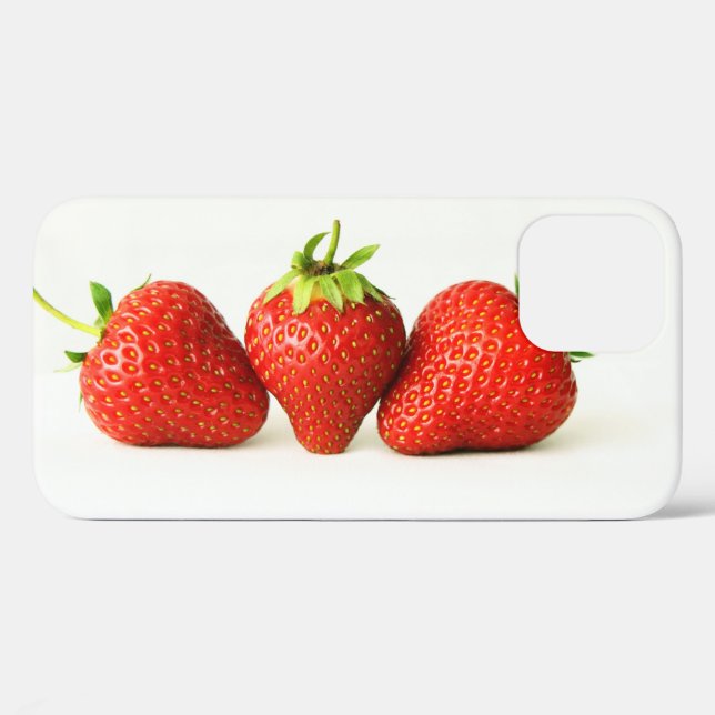 Coques Case-Mate iPhone Trois fraises sur l'ipha blanc (Verso (horizontal))