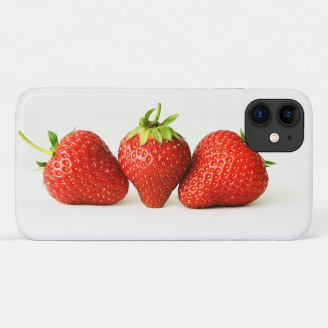 Coques Case-Mate iPhone Trois Fraises Sur L'Iphcna Blanche (Dos (Horizontal))